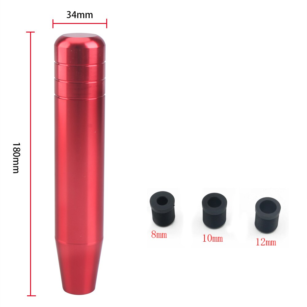 Universal 18cm- längd manuell växelspaksknopp aluminiumlegering racing automatisk anpassad mugen växelknopp med 3 adaptrar