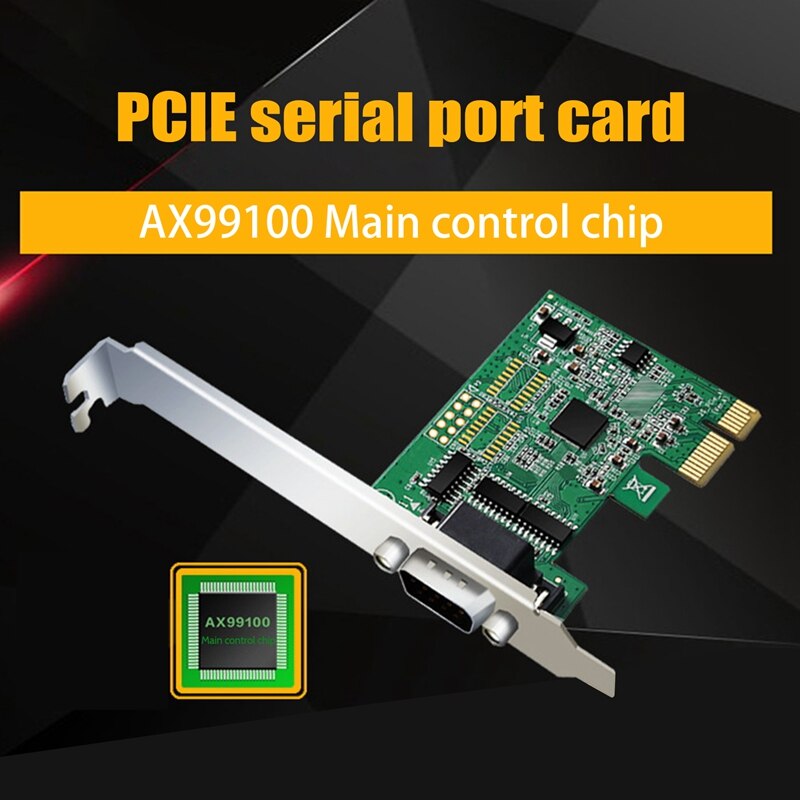 PCIE to Single Serial Port Rs232 Expansion Card Chip AX99100 Serial DB9 Pcie Adapter Riser Card for Desktop Computers