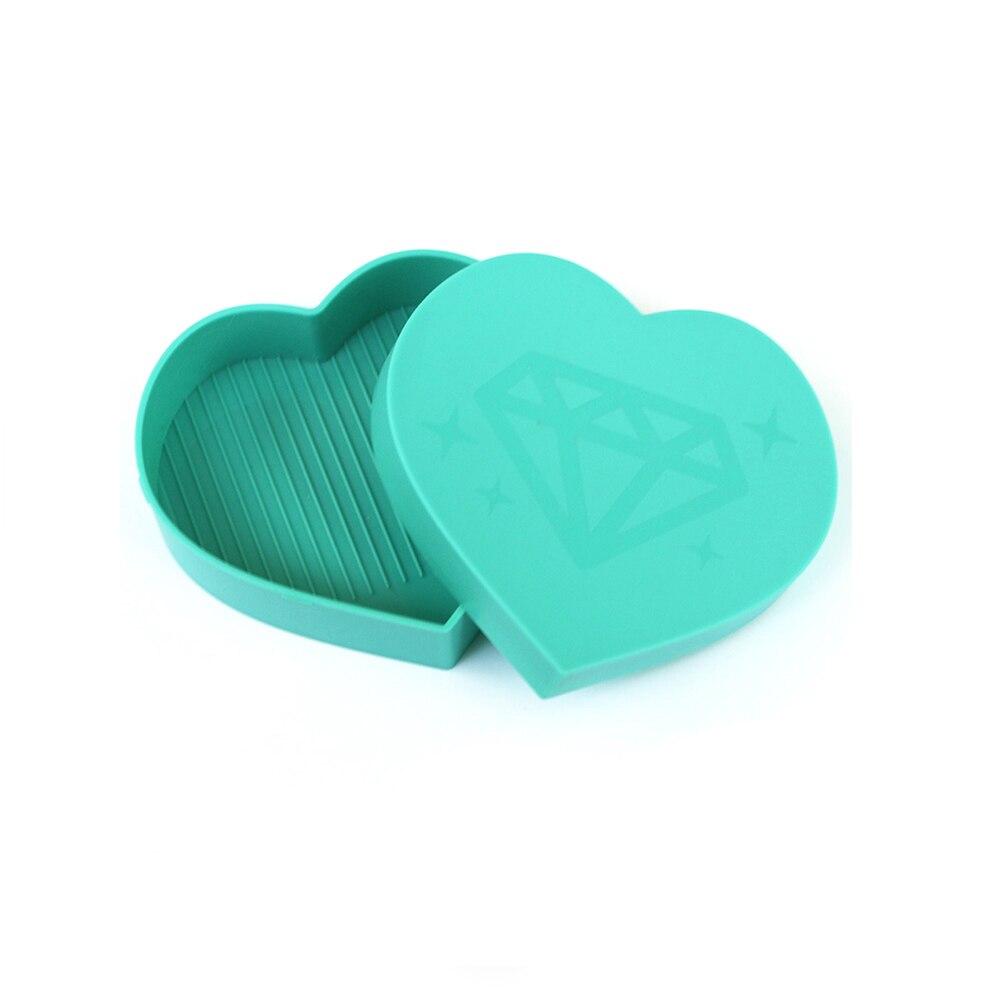 Heart-Shaped Diamond Painting Tray Beading Plates Square Round Rhinestone Storage Tray Cross Stitch Embroidery Accessories: 8x7.5cm Blue