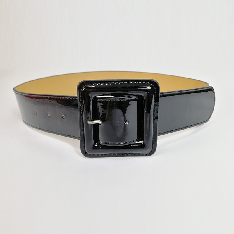 plus size belt wide big shiny patent leather belts for women red waist black ceinture femme taille riem: black