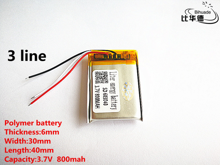 3 líneas de buena , 3,7 V,800mAH,603040 polímero de iones de litio/batería de iones de litio para juguete, Banco de energía, GPS,mp3,mp4