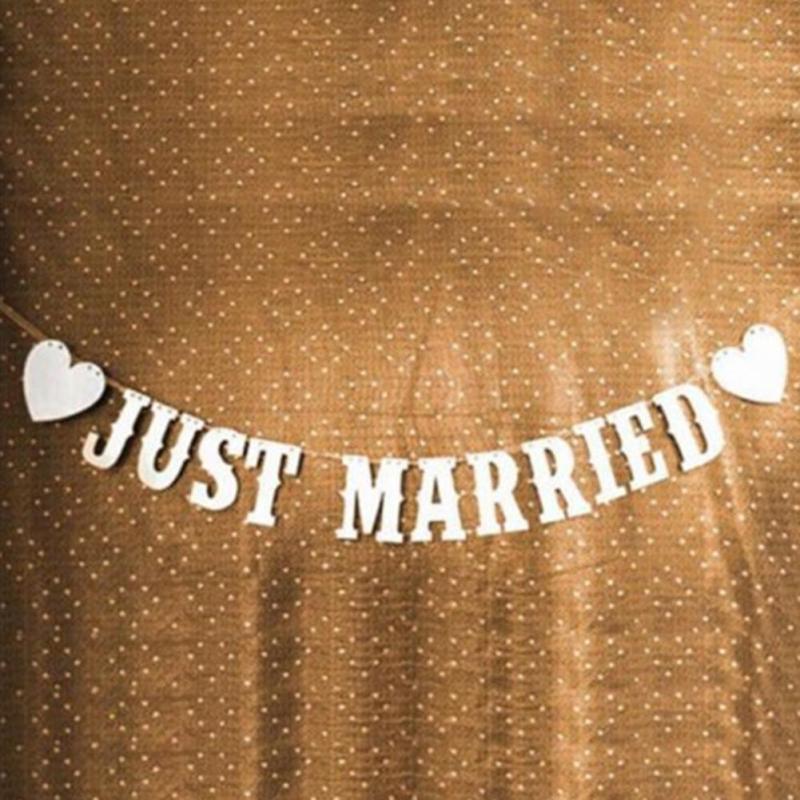 Wedding Bunting Banner Photo Booth Props Garland Just Married Letter Romantic Wedding Decoration Event Supplies
