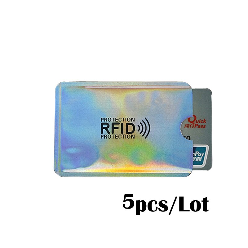 5PC Anti Rfid Blocking Reader Lock Bank Card Holder ID Bank Card Case Rfid Protection Metal Credit Card Holder Aluminium: Silver