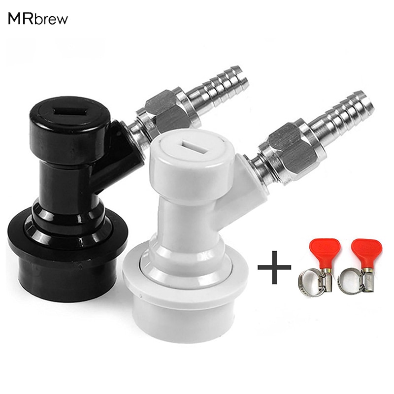 Ball Lock Disconnect Gas &amp; Liquid MFL 1/4'' Threaded with 5/16'' Stainless Steel Barbed &amp; Hose Clamp for Corny Keg Fittings,