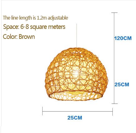 Rotan Hanglampen Bamboe Lantaarn Hanglamp Hand-Geweven Bamboe Lampenkappen E27 Verlichtingsarmaturen Eetkamer Woonkamer Decor: Oranje