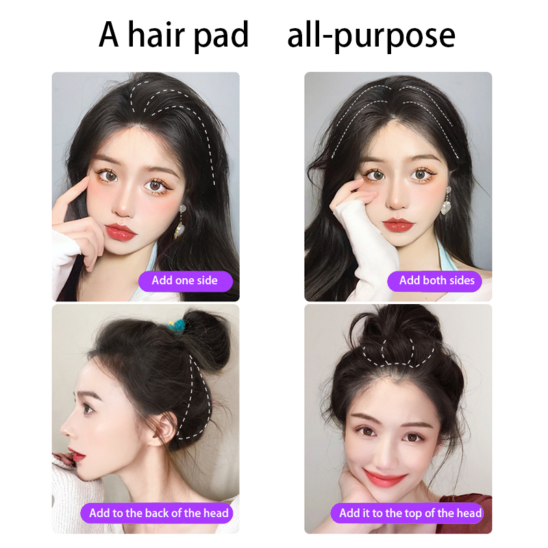 Pruikstuk onzichtbaar, pluiziger, dikker haar aan beide kanten, haarvervanging bovenop voor vrouwen