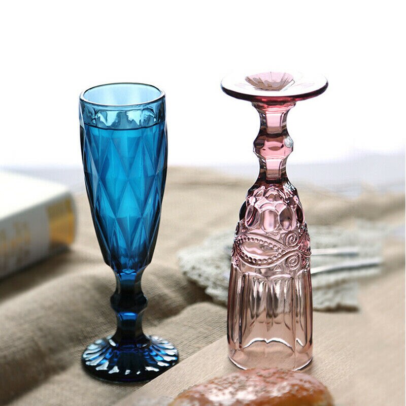 Verre à vin rouge Vintage gaufré 150ml, gobelet à jus rétro, verre à eau, verre à Champagne, verres à vin pour fête de mariage