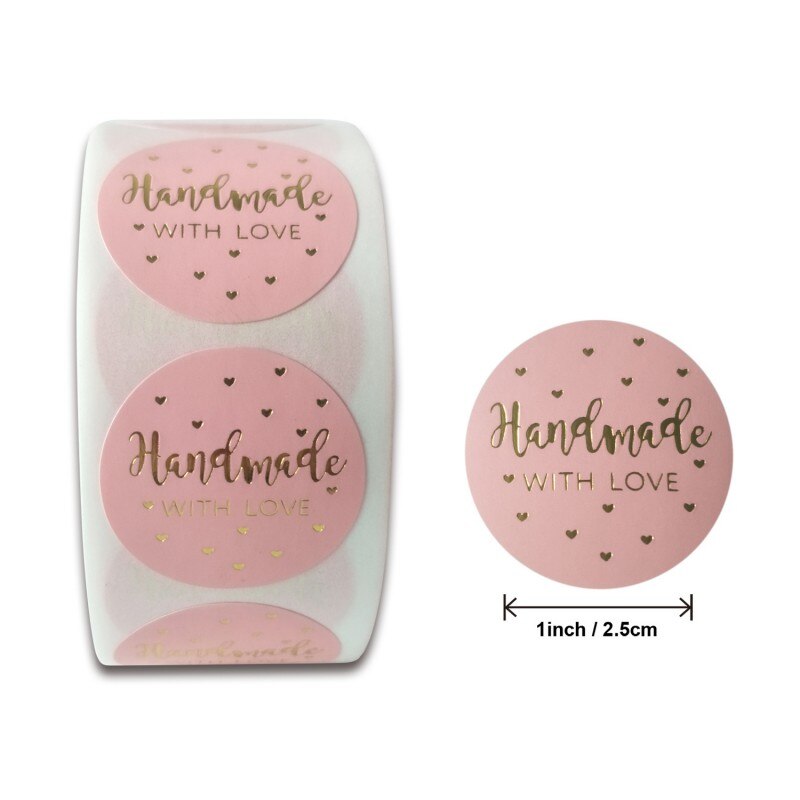 Pink Paper Label Stickers Gold Thank You Stickers Scrapbooking Handmade Business Packaging Seal Labels Stationery Sticker: B2.5cm