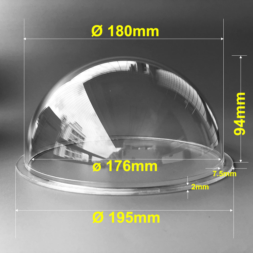 7.6 Inch 195x94mm Acrylic Plexiglass Clear Dome Cover Indoor Outdoor Security CCTV IP Camera Protector Housing Transparent Case