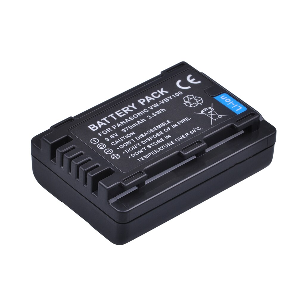 3Pcs 3.6V 970Mah VW-VBY100 VBY100 Batterij Voor Panasonic HC-V201, HC-V110, HC-V110GK, HC-V110K, HC-V110P, HC-V130, HC-V160 Camera