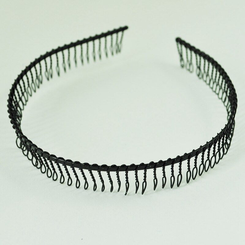SODIAL(R)-Diadema negra con dientes de Metal para mujer, diadema para el pelo