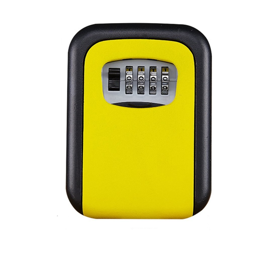 Key Lock Box Wall Mounted Aluminum alloy Key Safe Box Weatherproof 4 Digit Combination Key Storage Lock Box Indoor Outdoo: Yellow