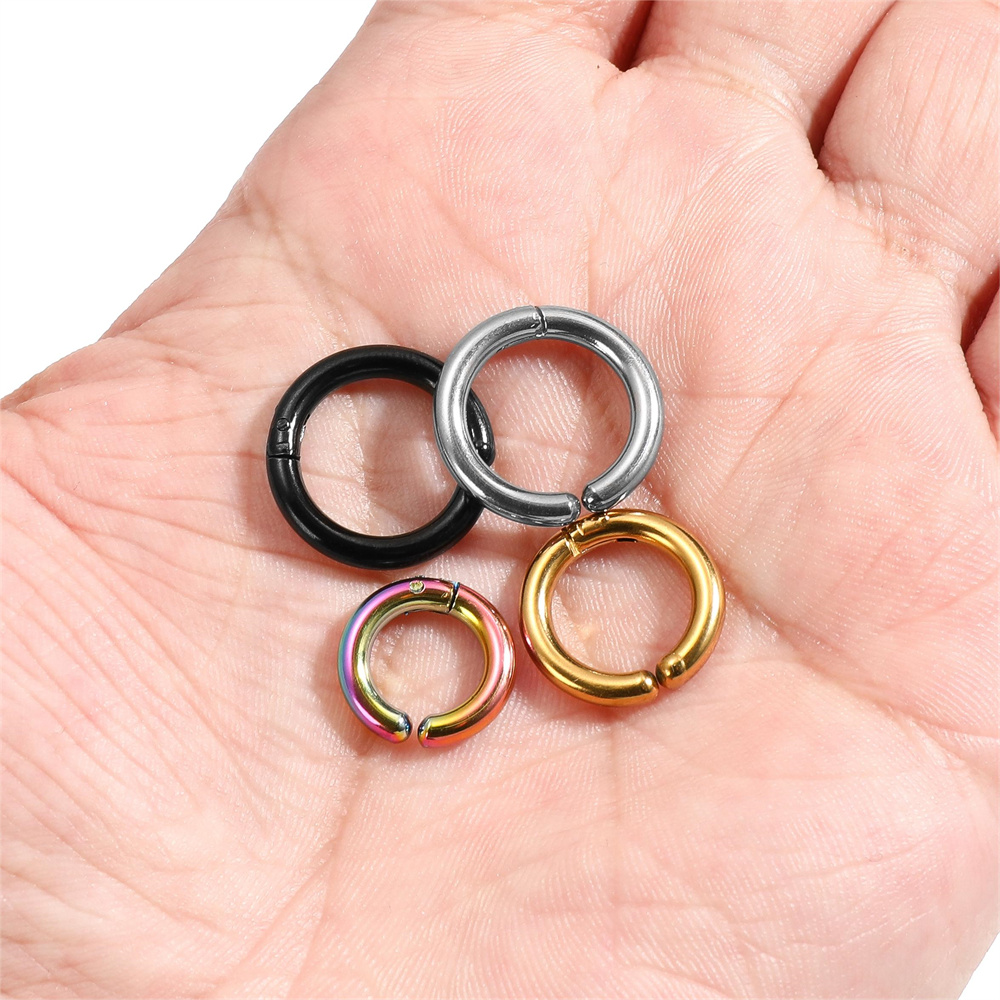 6pz/3coppie Orecchini a clip per orecchio in acciaio inossidabile per donna Uomo non penetrante Cerchio per orecchio rotondo Orecchini finti punk Gioielli per orecchio semplice