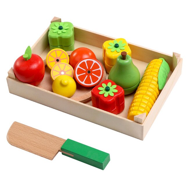 Holz Baby spielzeug Schneiden Obst Gemüse Spielen miniatur Lebensmittel freundlicher Holz Baby früer bildung echt leben cosplay küche lebensmittel spielzeug: Frucht  Gemüse
