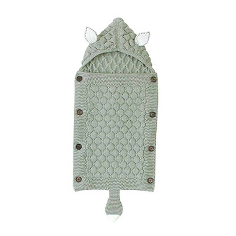 Winter Gebreide Envelop Pasgeboren Baby Slapen Beddengoed Mooie Vorm Effen Kleur Tassen Voor Kinderwagen Inbakeren Pakket Cocon: Army Green