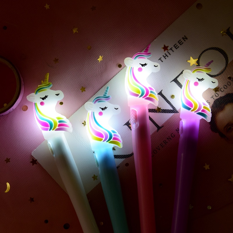 Newparty Decoratie Kawaii Eenhoorn Licht Silica Hoofd Gel Pen Neutrale Pen Voor Kids School Supply Mooie Diy