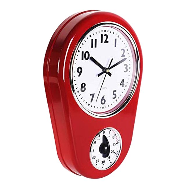 Home Retro Vintage Old Stylish 8.5 Inch Kitchen Time Wall Clock with 60 Minutes Timer Easy to Read