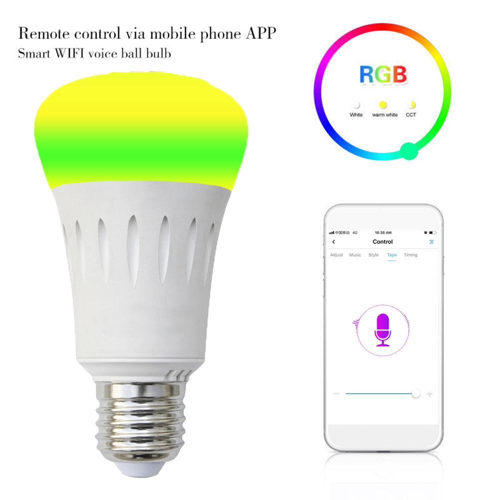 Energy Saving Smart Bulb E27 LED RGB Full Color Compatible APP Voice Remote Control Dimmable 7W Energy Saving Lighting