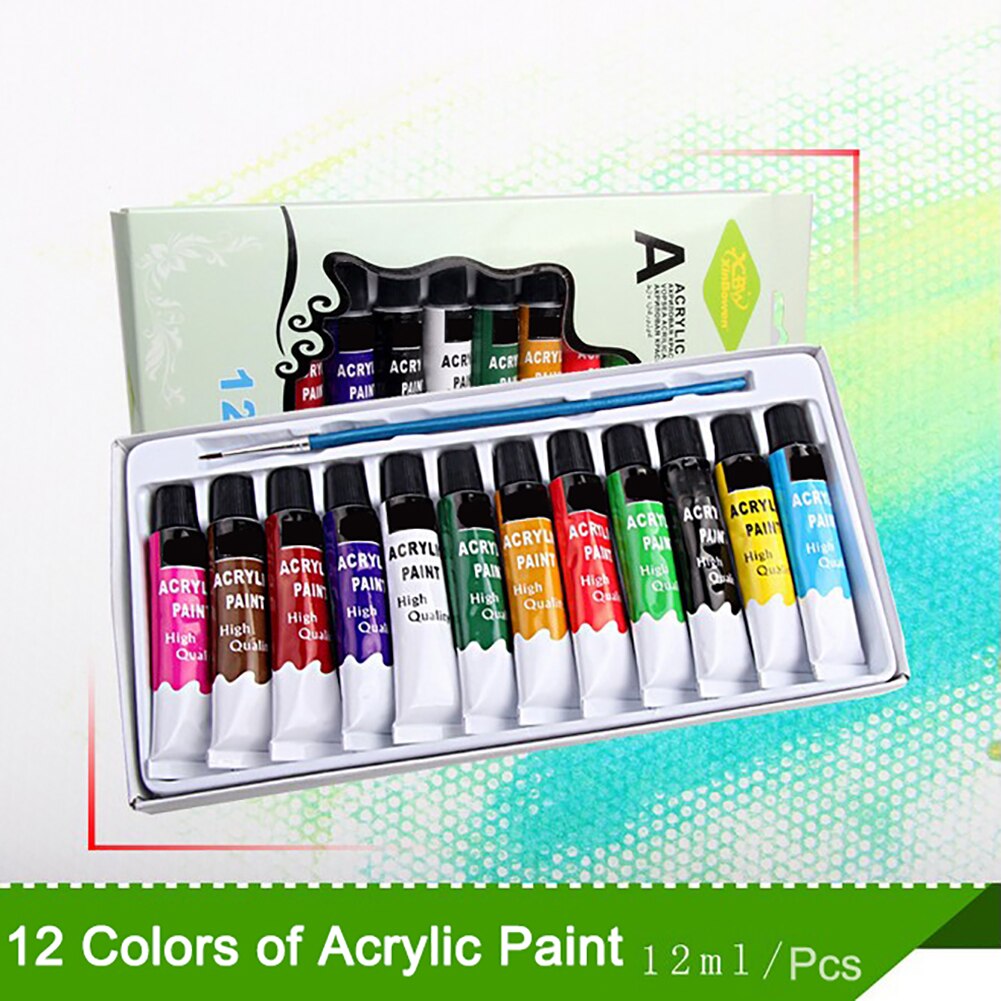 33pcs Acrylic Artist Painting Set Aluminum Table Easel 12 Acrylic Colors Stretched Canvas Paint Brushes Plastic Palette