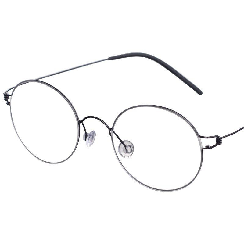 Ren titanium uden skrue letvægtsbriller mænd kvinder optiske briller retro rund brillestel med silikone næsepuder