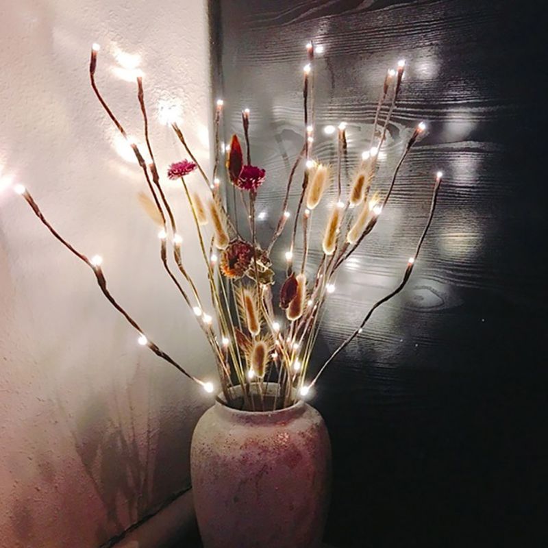 20 leds grenbordslamper lysende bryllup julefestival boligindretning romantisk pilekvistgrene lampe