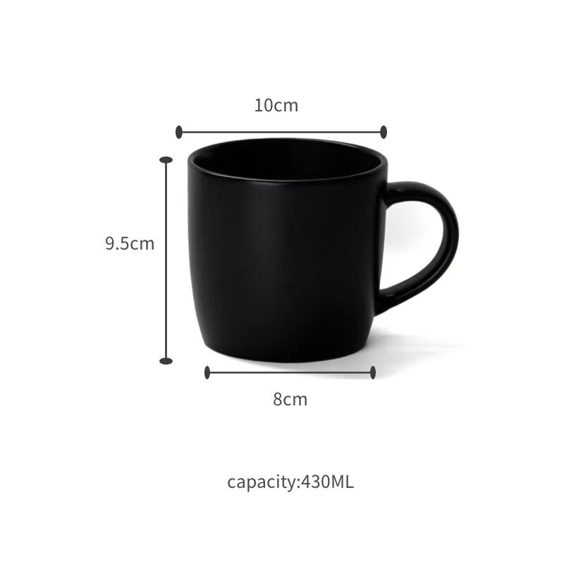 Tasse à Cappuccino en céramique, tasse à café Latte, tasse d&#39;eau créative pour le bureau à domicile, tasse à lait pour le petit déjeuner, vaisselle de cuisine: Black