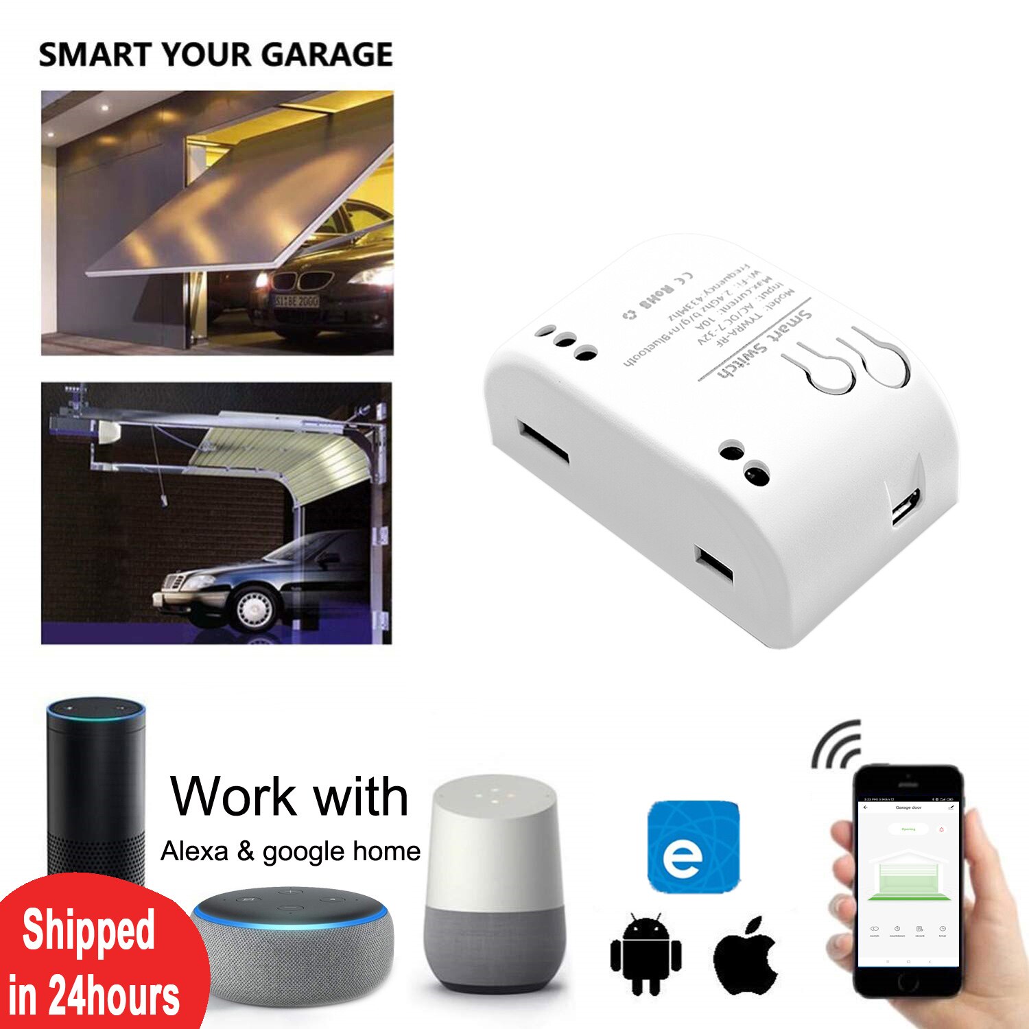 Interruptor inteligente RF de 1 canal, 5-32V/220V, WIFI, Ewelink, Control remoto, interruptor de luz de 2,4G, relé Rele de 10A, enclavamiento de bloqueo automático