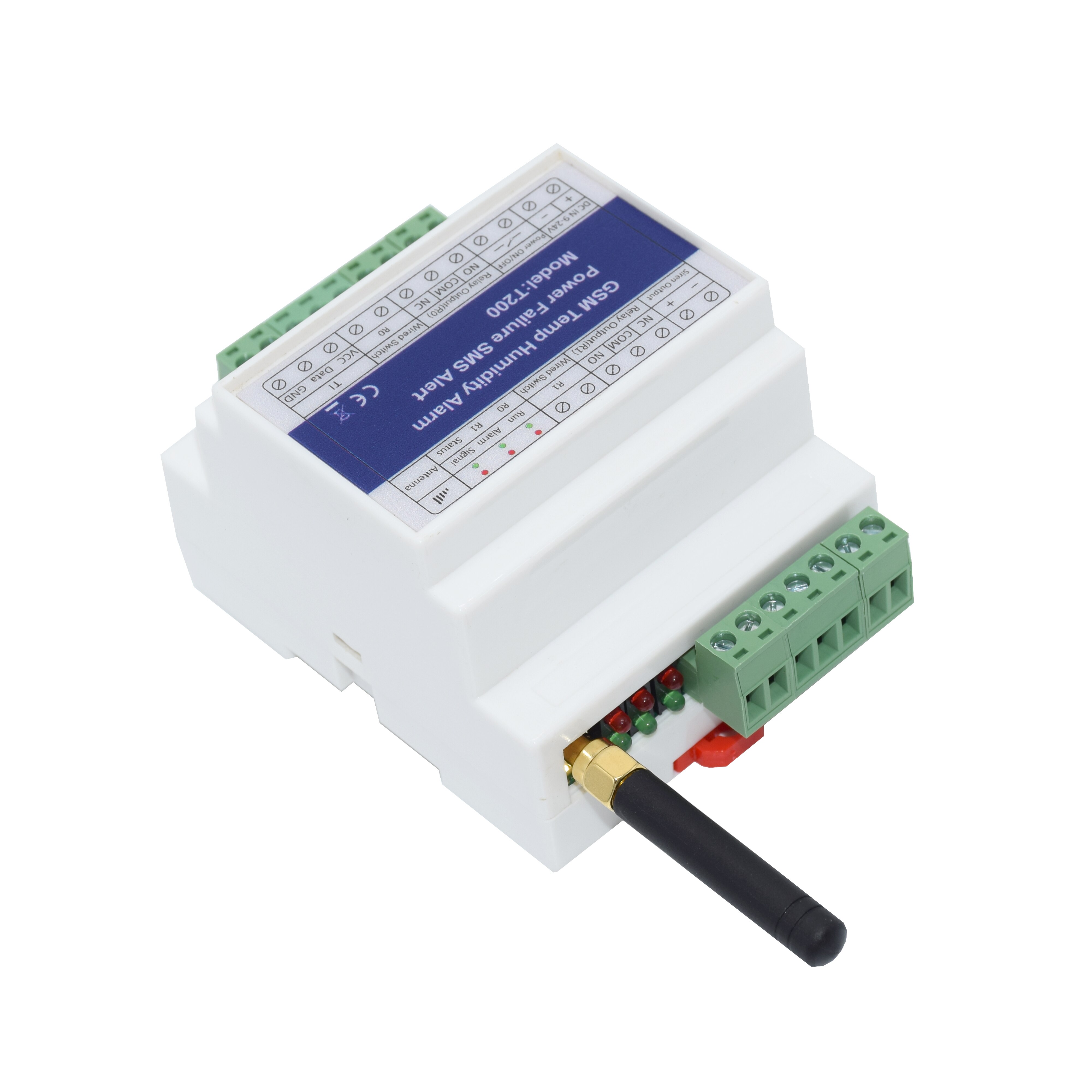 DIN-rail GSM 4G SMS Remote Control Temperature Humidity Status Monitor Alarm With 2 Relay Output Power Failure Alarm Reminder