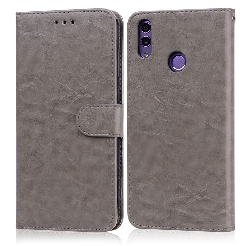 Voor Huawei Honor 8C Case Honor8c Fundas Leather Flip Stand Telefoon Case Op Voor Coque Huawei Honor 8C 8 C BKK-L21 Case Tassen Cover: Gray