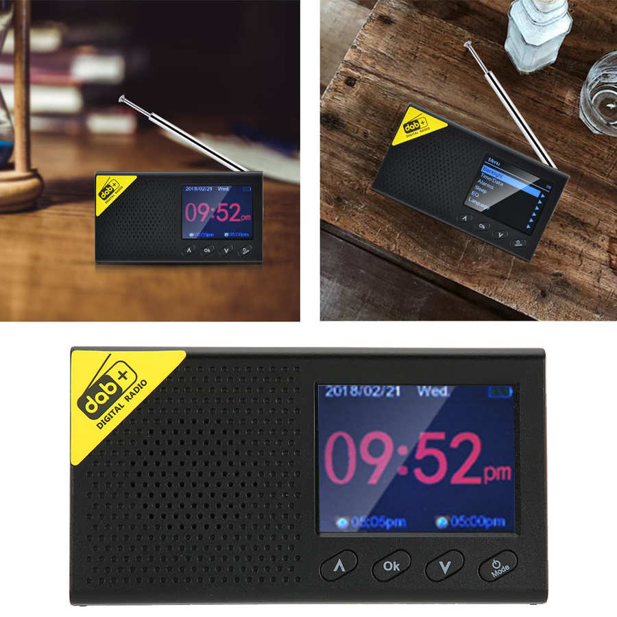 Radio digitale portatile Bluetooth 5.0 DAB/DAB e ricevitore FM schermo LCD da 2.4 pollici Radio ricaricabile leggera per l&#39;home office