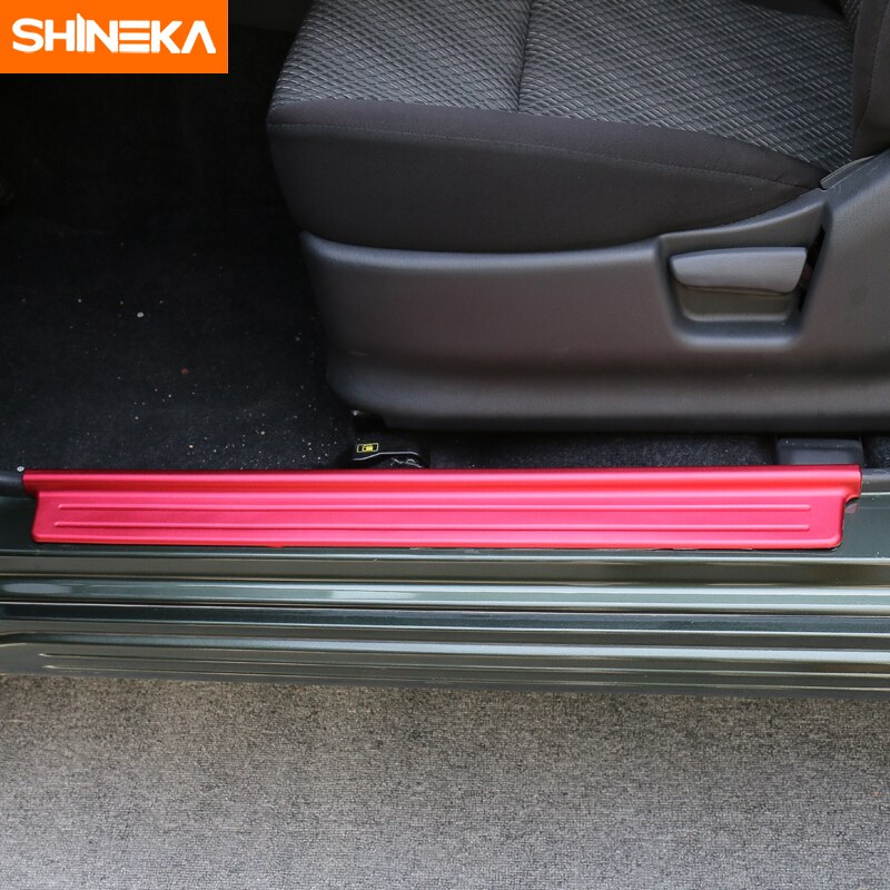 SHINEKA Edelstahl Tür Sill Platten Eintrag bewachen Abdeckung trimmen Streifen Aufkleber für Suzuki Jimny 2007 + Auto Styling