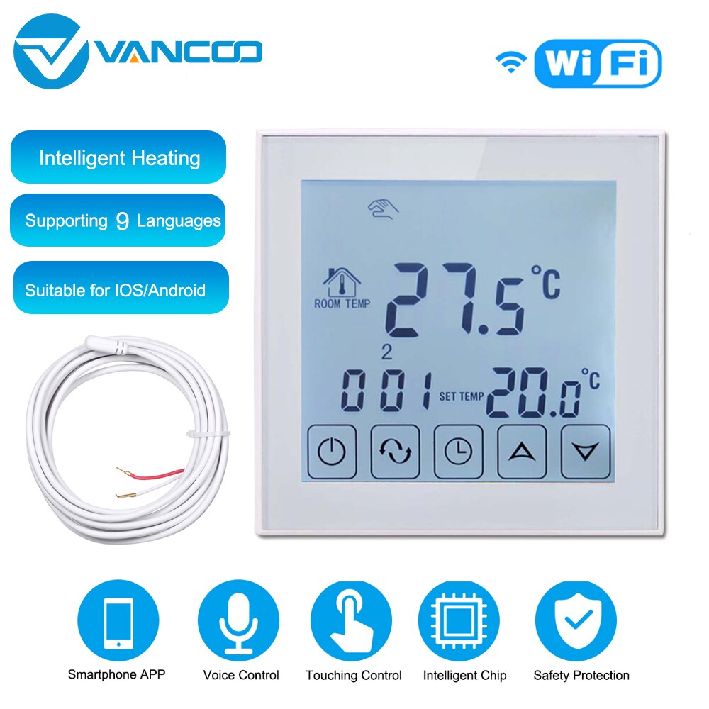 Vancoo Smart Thermostat Wifi Floor Heating Controller Digital Thermostat Calefaccion Electric Underfloor Heating Thermostat: Default Title