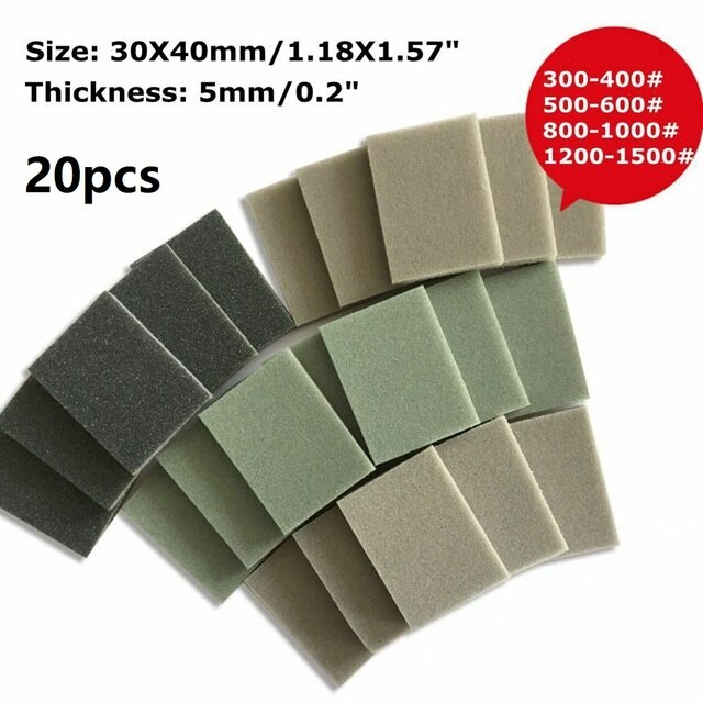 10 st skum svampkuddar sandpapper slipblock våt torr polering slipning glasfiber kaross fin grovkornigt slipverktyg: 20 st vardera 5 st