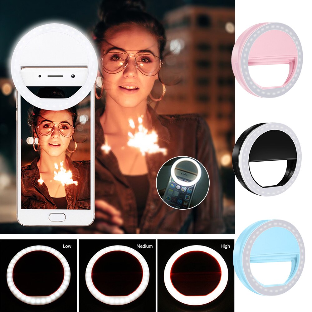 Universele Selfie LED Ring Flash Lumiere Telefoon Draagbare LEDS Selfie Lamp Lichtgevende Ring Clip Voor Mobiele Telefoon Smartphone
