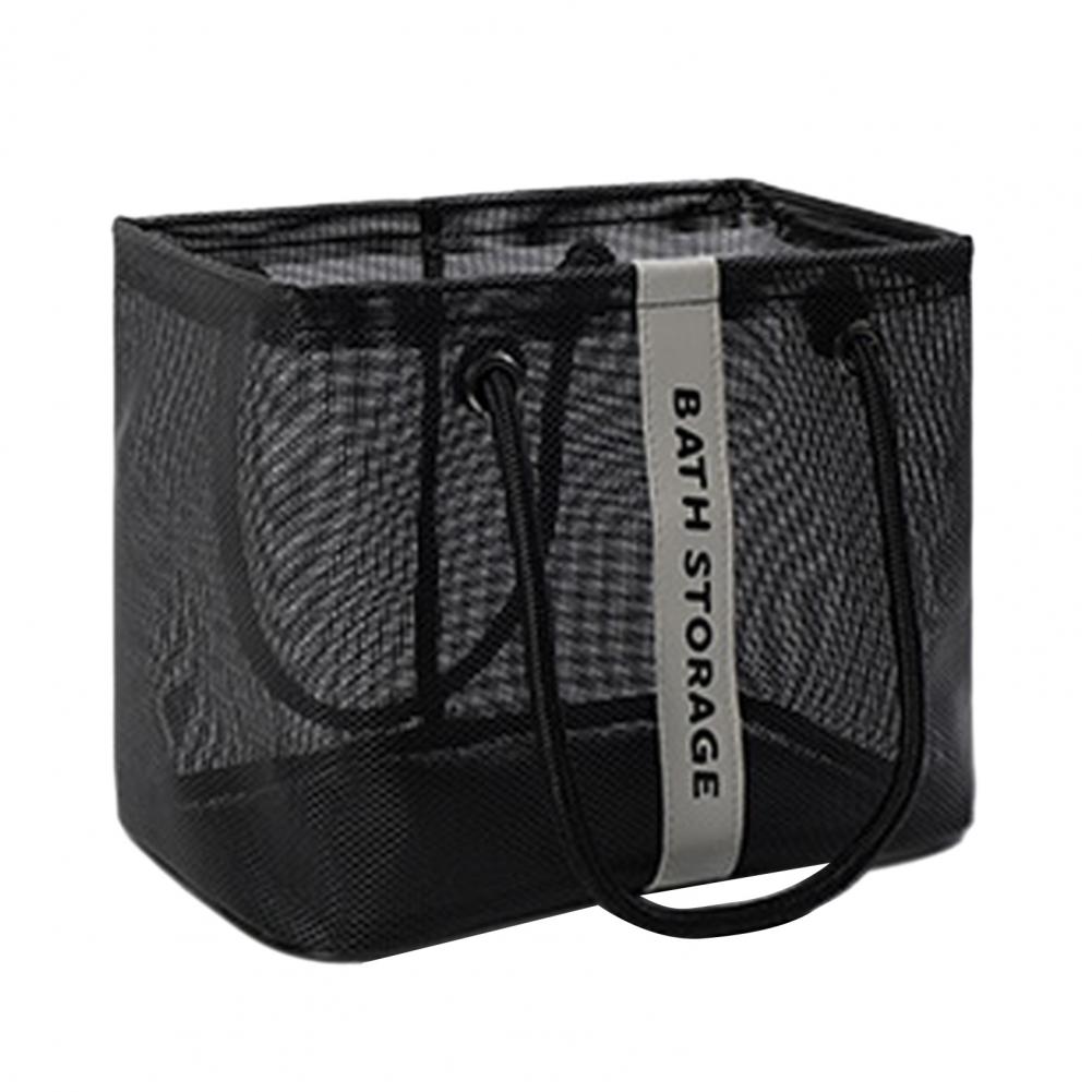 Douchetas Sneldrogend Zware Grote Capaciteit Draagbare Handgreep Mesh Bad Organizer Tas Reis Tote Handtas Organizer Mand: S / Black