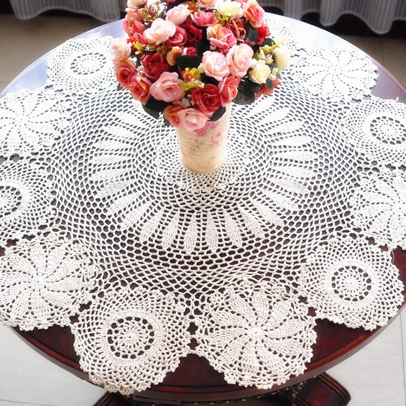 Round Table Cloth Handmade Crochet Tablecloth Nice Hand Crochet Dinner Round Table Cloth 100% Cotton Many Size Available