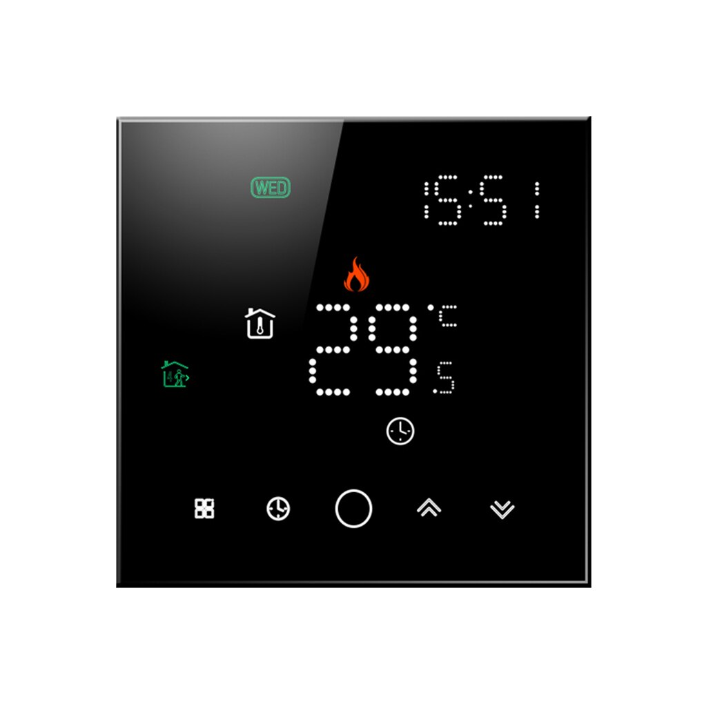 Touch Control Thermostat Room Temperature Controller Wall Mounted LCD Display Digital Thermostat, GBLW&GB: No wifi x black