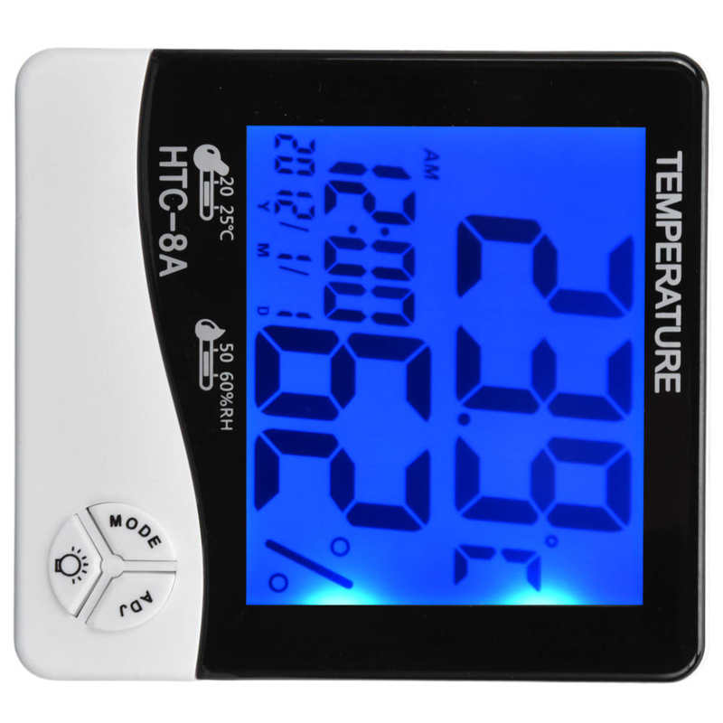 Room Temperature Monitor LED Light Backlight Display Alarm Clock Function 24 Hour Automatic Recording Humidity Sensor