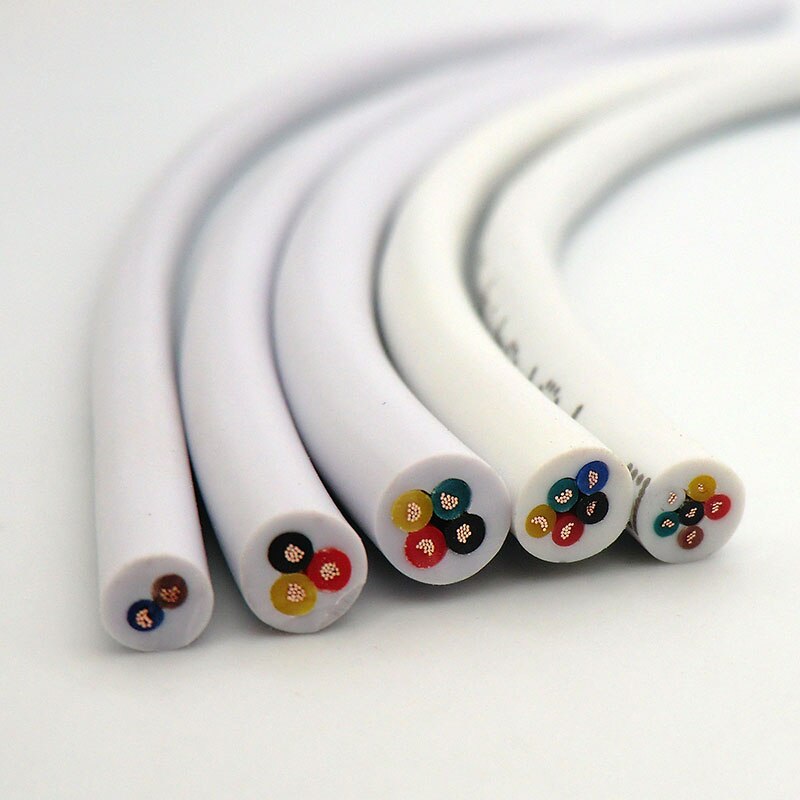 Hvid ledning blød kappe kabel 2,3,4,5,6 kerne 0.12,0.2, 0.3 mm² 27,24,22,20 awg signal linje ekstrudering producere iltfrit kobber 10m