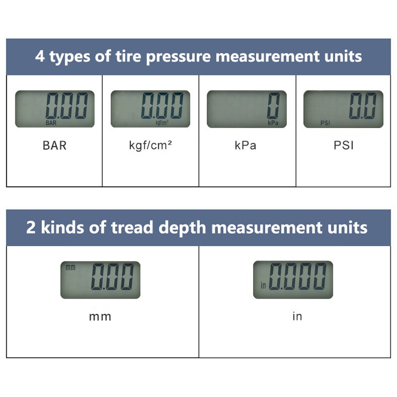 Digital Micrometer for Auto Measuring Tools Multifunction Digital Tire Pressure Gauge LCD Backlight Electronic Manometer Tyre
