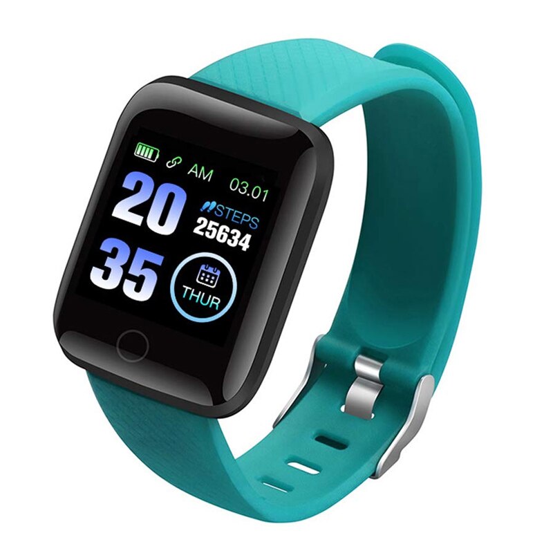 Reloj de pulsera inteligente 116 PLUS, dispositivo resistente al agua IP67, con pantalla a Color, control del ritmo cardíaco y de la presión sanguínea: E