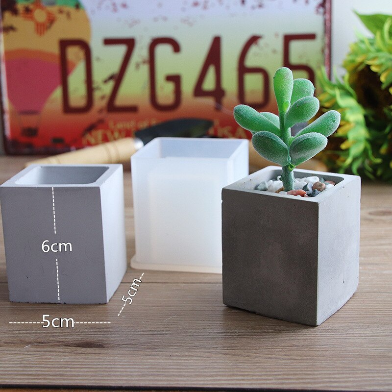 DIY Crystal Cement Mold Making Succulent Plant Flower Pot Resin Mold for Garden Planter Candle Pen Holder Crafts Base Home Decor: C