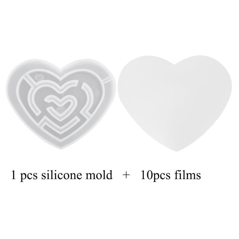 Quicksand Maze Silicone Mold Shaker Molds Milk Bottle Heart Shape UV Epoxy Resin Mold Heart Keychain Pendant Craft Jewelry Tools: 6-mold and films