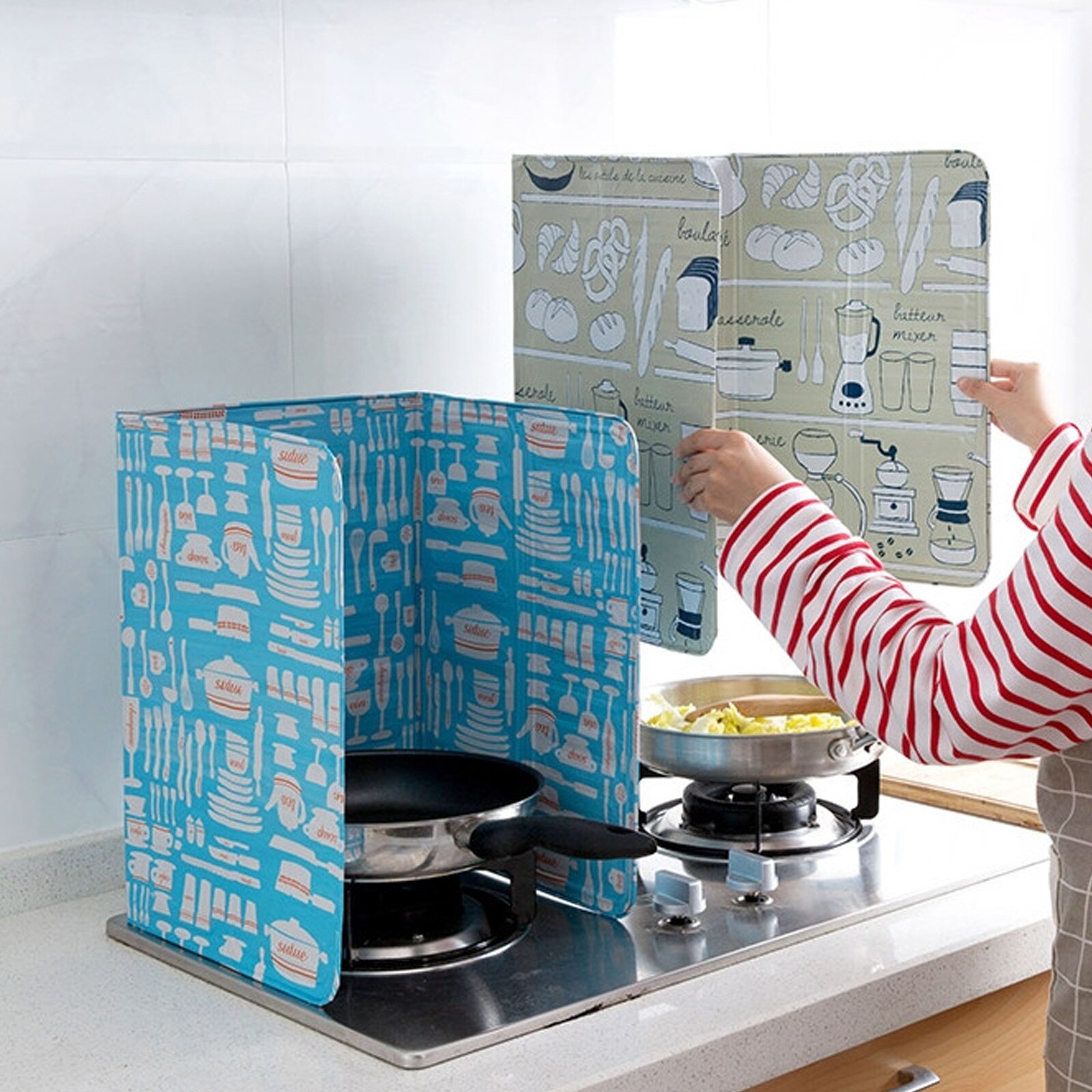 Aluminum Foil Oil Block Oil Barrier Stove Cook Printed Anti-splashing Oil Baffle Heat Insulation Utensils Kitchen Guard #T2P