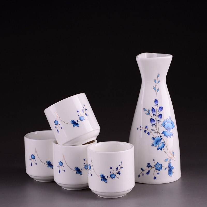 5 stk keramisk sake sæt japansk vin sæt vintage vinflaske flagon spiritus spiritus drinkware kopper bar sæt til hjem far: Stil 4