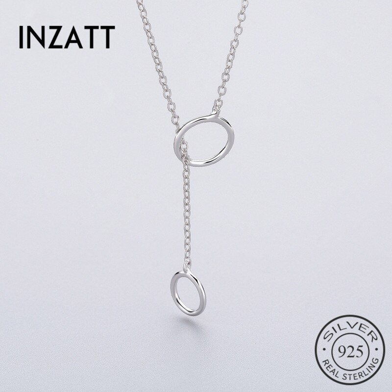 INZATT OL Echt 925 Sterling Silber Runde Anhänger Halskette minimalistisch Feine Schmuck zur Seite fahren Kette Für Frauen