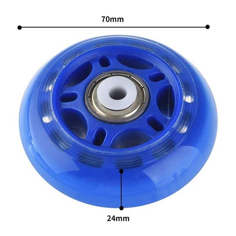 8Stck 70MM Blinkende Rollschuhe Rad Inline LED Schiebe skaten Rad Netz Ader Lagerbier PU Rad