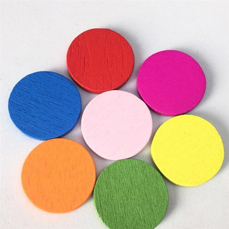 50Pcs Kleurrijke Ronde Houten Disc Kids Diy Handgemaakte Ambachten Decoratie Leerlingen Wiskunde Leermiddelen Ronde Hout Stuk Gereedschap A3