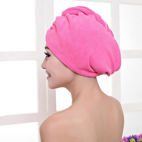 Super Saugfähigen Haar Trocknen Handtuch Turban bat Kappe Bademantel Hütte Kopf wickeln schnell-trocken Strand Handtuch: Rose rot / 60x20cm