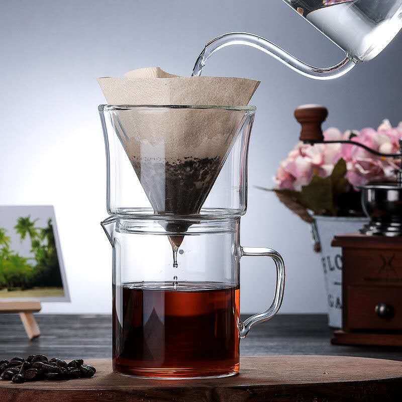 YRP V60 coffee filter glass pot coffee maker set barista tools geyser coffee maker black with thermometer drip kettle free paper